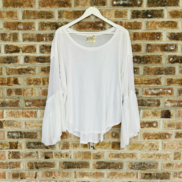 Free People Still Got It Oversized Tee Mesh Sleeves Size Small - Picture 4 of 10